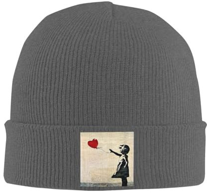 Hut Warm Unisex Banksy Mädchen mit einem roten Ballon Warme Strickmütze Hip Hop Mütze Herbst Winter Mützen Outdoor Hüte für Erwachsene Unisex Geschenk