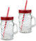 AIBULO 2 Pack 500ml Red Mason Jars with Lids and Straws – Stylish Glass Mason Jars for Cold Drinks, Smoothies, Bubble Tea, Juices, Iced Coffee – Reusable, Leakproof & Durable Glass Jars for Daily Use