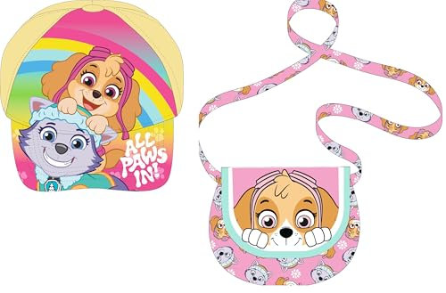 Paw Patrol Skye Kappe für Mädchen Kinder Cap Basecap Baseballkappe Sonnenschutz Hat Ideal für Strand Kindergarten Schwimmbad Schule Gr. 52 54 (DE/NL/SE/PL, Numerisch, 54, Rosa mit Tasche)