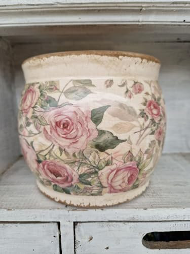 Arinosa Blumentopf Keramik Rosen Blumen Rosa D16xH12,5cm