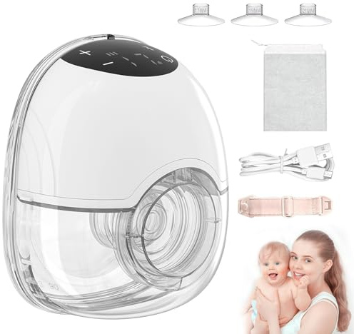 Milchpumpe Elektrisch, Tragbare Milchpumpe Schmerzfreie Freihändig | Wiederaufladbar 4 Modi 12 Stufen mit LED-Anzeige Geräuscharm mit 17/19/21mm Flanschen