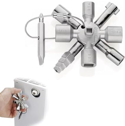 Comioke Llave Cruzada Universal, 2 Cruces, Llave de Utilidad Multifuncional de 4 Vías para Ascensores, Contadores de Agua, Armarios Eléctricos, Válvulas