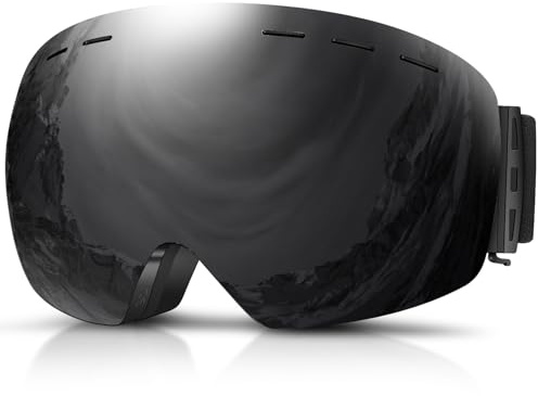 DADA-PRO Ski Goggles Mens Women Skiing Goggles Adults Over Glasses OTG Anti Fog Frameless For Snowboard Jet Snow 100% UV Protection Helmet Compatible (Black)