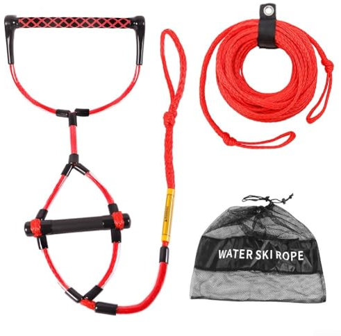 Corde pour wakeboard, ski nautique avec poignée en EVA, ligne de remorquage pour sports nautiques, ligne de remorquage de surf, corde de wakeboard 23,6 m pour genouillère (rouge)