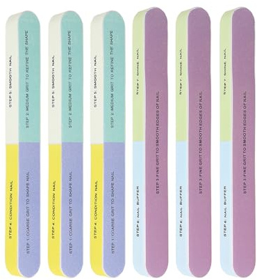 Aoaoy 10 limas de uñas reutilizables, lavables, multifuncionales, en 7 pasos, para pulir las uñas profesionales para salón de belleza