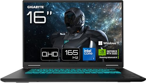 GIGABYTE Gaming A16 Pro Ordinateur – 16“, 165Hz QHD, Intel Core 7 240H, RTX 5080, 32Go LPDDR5X 5600MHz, SSD Gen4 1To, Win11 Home, Garantie 2 Ans, Dolby Atmos, Gaming A16 Pro DYHG5FRCC4SH