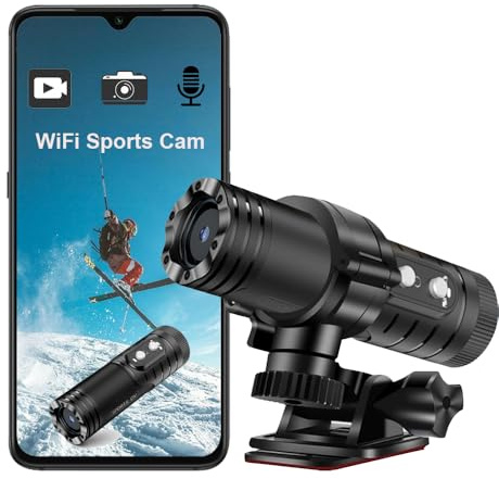 Winnes 1080P Cycling Camera Front Helmet Action Camera WiFi Waterproof Sports Camera with Loop Recording, EIS Stabilization, 120° Wide Angle, Long Battery Life Bike Video Recorder