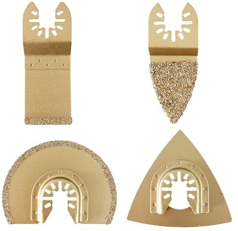 HZZON 4 Stück Universelle Multitool Werkzeug Sägeblätter Hartmetall Oszillationswerkzeug Hartmetall Zubehör Für Fliesen Fugenmörtel Beton Oszillierende Sägeblätter Ideal Zum Schneiden