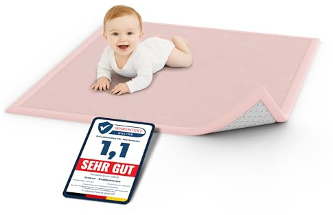 teskon Seidenweiche Krabbelmatte Baby 150x80x3cm pink Extra Dicke(3cm) Spielmatte Kinder mit Premium Memory-Schaum Rutschfester Teppich Kinderzimmer Sichere und gemütliche Krabbeldecke