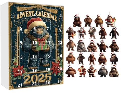 2025 Weihnachtsadvent, 2D-Acryl-Affe, 24 Tage, für Haus, Weihnachtsbaum, Auto, Erwachsene, Kinder, Party-Favoriten