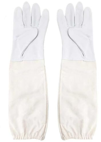 Guanti da apicoltore in pelle di capra, guanti protettivi apicoltori con maniche lunghe in tela, guanti da giardinaggio, guanti da apicoltura traspiranti maschili e femminili, morbidi e confortevoli.