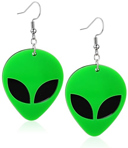 Alien Ohrringe Damen, Karneval Ohrringe, Neon Ohrringes, Ohrringes 80er Jahre Damen, Alien Accessoires Damens für Karneval, Halloween und Cosplay