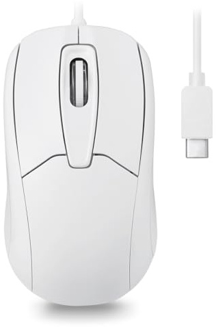 Perixx PERIMICE-209CW Optische kabelgebundene USB-C Maus – 150 cm Kabel – 1000 DPI – Weiß
