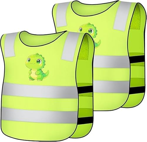 AYBUY 2er Warnweste Kinder, Warnwesten Auto, Reflektierende Jacke Kinder, Warnwesten Auto mit 360° Reflektierendes Band, Sicherheitsweste Kinder für Schulen, Sport, Laufen und die Sicherh