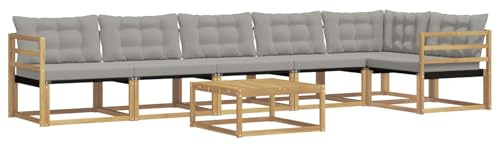 vidaXL Outdoor-Sofagarnitur 7 pcs Weiß und Hellgrau 79 x 79 x 37 cm, Garten Sofa für draußen, modernes Lounge Set, langlebige Möbel für die Terrasse, bequemes Sitzen