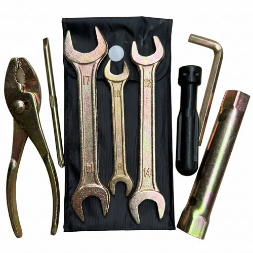 Motorcycle Tool Roll, Metal Motorcycle Tool Kit with Synthetic Fiber Storage Bag for Maintenance & Repairs, Black Kit Tube Tools