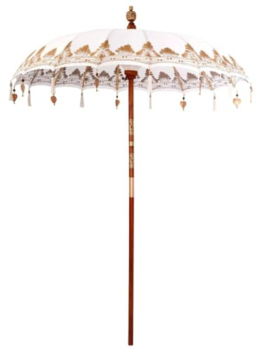 HKTMGDNG Balinesischer Sonnenschirm Creme 185 x 185 x 260 cm Holz