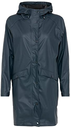 ICHI IHTAZI JA Damen Windbreaker Übergangsjacke Regenjacke Regenmantel mit Druckknöpfen und Kapuze, Größe:M, Farbe:Total Eclipse (14044)
