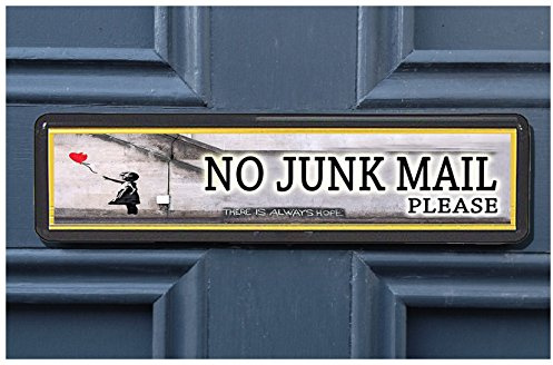 Aufkleber für Briefkasten, Broschüren, Flyer, Menüs, Türaufkleber, 6 Designs Banksy Always Hope No Junk Mail Sticker