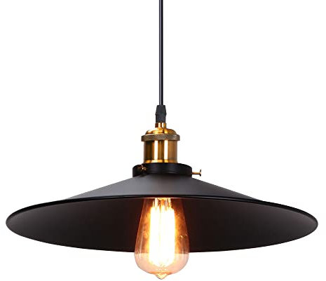 PETITES ECREVISSES Kronleuchter E27 Industrielle Pendelleuchte Deckenleuchte Metall Lampenschirm Retro Deckenleuchten Dekoration für Küche Wohnzimmer Schlafzimmer Flur Schwarz (36cm)