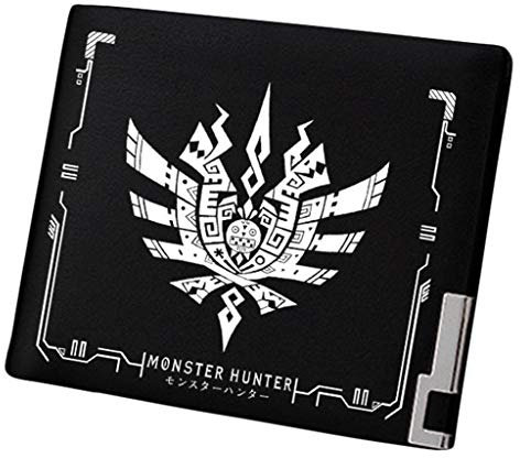 WANHONGYUE Monster Hunter MH Jeu Portefeuille Mince Homme Cuir Synthétique Porte Carte Crédit Poche à Monnaie Noir /1