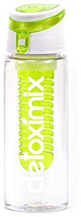 DETOXIMIX - Bouteille, Gourde avec Infuseur à Fruits, Herbes ou Légumes – 750 ml - Fabriquée en Tritan sans BPA - Infusion Amovible, Couvercle à Rabat, Bouchon Anti-Fuite Sport Étanche - Vert Clair