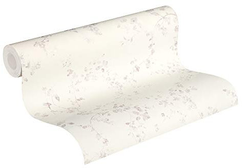 Livingwalls Vliestapete Metropolitan Stories Lola Paris Tapete mit Blumen floral 10,05 m x 0,53 m lila weiß Made in Germany 368961 36896-1