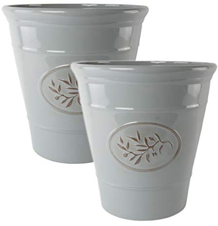 Muddy Hands Small Large Olive Plastic Plant Pot Decorative Outdoor Garden Flower Herb Tree Planter (2, 14 Litre)
