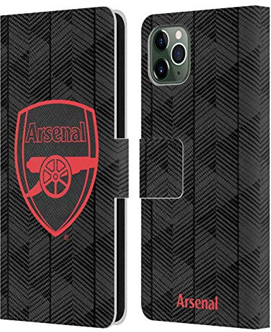 Head Case Designs Officially Licensed Arsenal FC Black Crest and Gunners Logo Leather Wallet Case Compatible With Apple iPhone 11 Pro Max