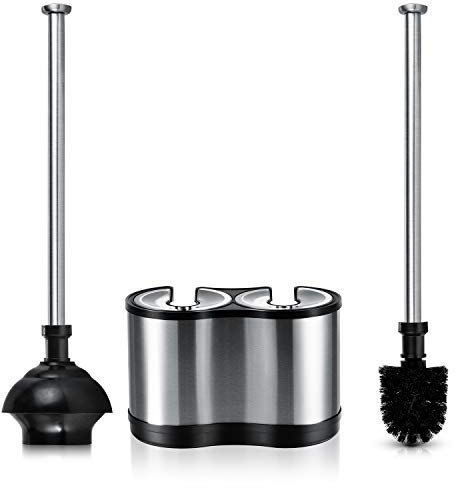ToiletTree Products Modern and Sleek Deluxe Freestanding Toilet Brush and Plunger Combo