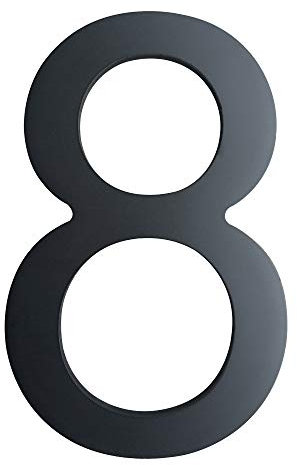 BetLight Numero civico da 15,2 cm, moderno, galleggiante, in acciaio inox, elegante finitura nera, numero 8