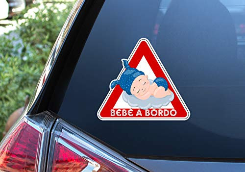 Adesivo in vinile Bebe a bordo, Baby on Board, Nube. Adesivo in vinile per auto. (Bambino 16 x 18 cm)