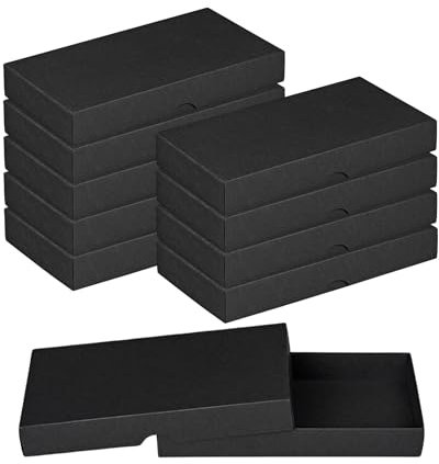 Natürlich verpacken Faltschachtel 11,5 x 22,5 x 3 cm, Schwarz, mit Deckel, Recyclingkarton - 10er Set