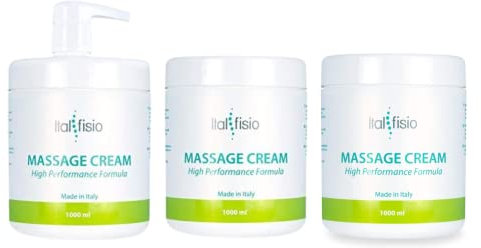 Professionelle Massagecreme für Physiotherapie | 3 x 1000 ml - Für empfindliche Haut Welness Feuchtigkeitscreme Pflegend Creme