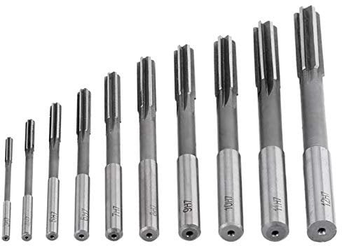 Machine milling reamer Metric Chucking Reamer Set, 10pcs HSS H7 Straight Flute Reamer Machine Cutter 3/4/5/6/7/8/9/10/11/12mm