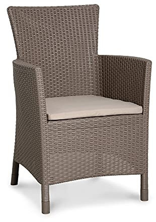 Beauty.Scouts Dining-Sessel Hans 62x60x89cm Kunststoff versch. Farben Outdoormöbel Sessel Gartensessel Gartenmöbel Gartenstuhl Klappliege Garten modern Farbe Cappuccino
