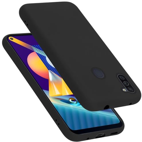 Cadorabo Hülle kompatibel mit Samsung Galaxy A11 / M11 Hülle Silikon Handyhülle für Galaxy A11 / M11 Case aus flüssigem Silikon- Kratzfeste und stoßfeste dünne TPU Schutzhülle - Liquid SCHWARZ