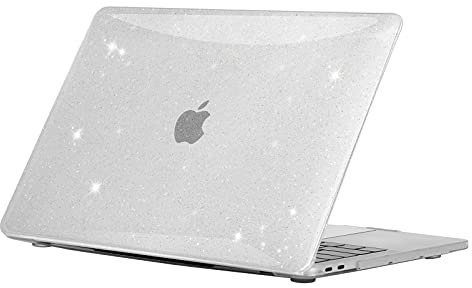 EooCoo Hülle Kompatibel für MacBook Pro 13 Zoll Touch Bar M2 M1 A2338 A2251 A2289 A2159 A1989 A1706, 2022-2017 Freisetzung Ultradünne Glatt Hartschale Schutzhülle Case, Glitzer Klar