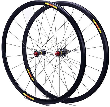 QHY Felgen Rennrad Laufradsatz 700C Alu-Doppelwandfelge 30mm QR Fahrrad Vorderrad Hinterrad 28 Inch V-Brake 8-11 Geschwindigkeit Kassettenschwungrad Schwarz 1800g