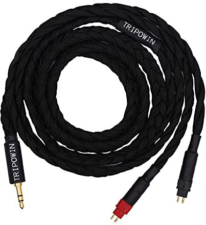 Linsoul Tripowin GranVia Upgraded OFC haute pureté Câble de remplacement audio pour casque, HD650 Prise casque pour HD650/HD600/HD580/HD660S/Massdrop HD6XX/HD58X(Noir,3.5mm,HD650, 1.5 mètres)