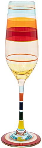 Maturi Flûte à champagne rayée peinte à la main, 220 ml, boîte cadeau
