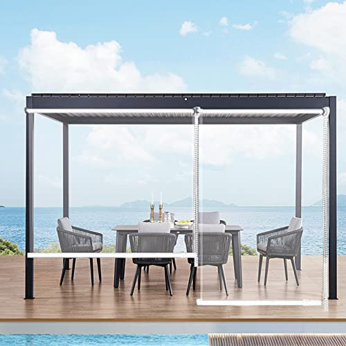 Zlovne Kitchen Bath Clear Roller Blinds,Transparent Pvc Roller Shade,Thermal Insulated Tear Resistant Window Roller Blinds,Roll Up Blinds for Outdoor Garden,Greenhouse,Gazebo (W150xH320cm/W59xH126in)