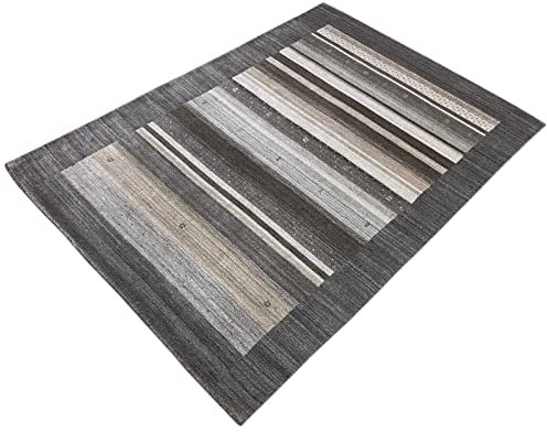 Grau Gabbeh Teppich Wolle Viskose Fine Orientteppich Handgewebt Loom Brücke