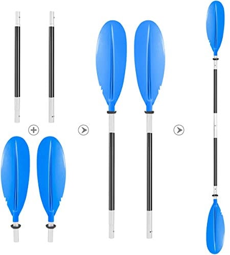 HEIMUNI Doppelpaddel Kajak Paddel mit Verstellbaren Paddelblätter, Kanu Paddel Aluminium Sup Doppelpaddel 222cm Stechpaddel Super Leicht für Schlauchboot, Kanadier Boot Ruderboot (Blau)