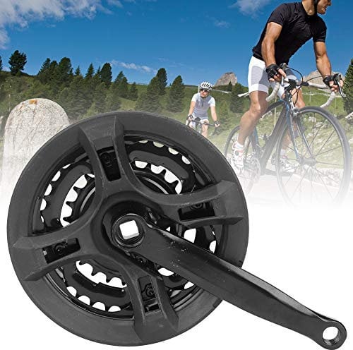 Fahrrad Kurbel Garnitur Fahrradkurbelgarnitur und Kurbel Kurbelgarnitur aus Kohlenstoffstahl 24-34-42T mit Kettenabdeckung für Mountainbikes mit Variabler Geschwindigkeit und Rennrad