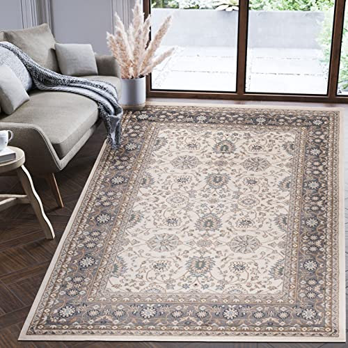 Mazovia Orientalisch Teppich - Traditioneller Teppich für Wohnzimmer, Esszimmer - Orient Teppiche Ornament - ÖKO-TEX Wohnzimmerteppich Beige Creme Grau - 180 x 250 cm