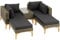 tectake® Outdoor Rattan Lounge, 5-teiliges Gartenmöbel Sofa Set, frei kombinierbar, mit Ecksessel, Hocker, Tisch, Gartenlounge, inkl Sitz- und Rückenkissen - Natur