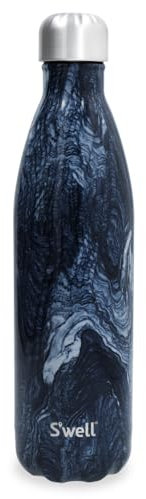 S'well Wiederverwendbare Trinkflasche aus Edelstahl, 750 ml, Azurit-Marmor, dreifach isolierte und auslaufsichere Trinkflasche für heiße und kalte Getränke bis 48 Stunden kalt/24 Stunden heiß