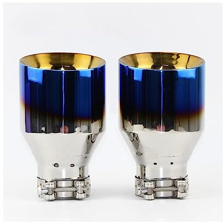 Homanpp 1 STÜCKE Universal Auto Endrohre Schalldämpfer Spitze Schwanz Kehle Für B&MW E46 Flansch Blau Automotive Edelstahl Gerade Art Auspuffkanal Auto-Endstück-Hals-Auspuffrohr (Color : 63mm Out 101