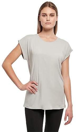 Build Your Brand Damen T-Shirt Ladies Extended Shoulder Tee, lang geschnittenes T-Shirt für Frauen, Baumwolle, Lightasphalt, 4XL